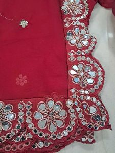 Beautiful Maroon Mirror Work Saree