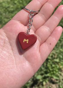 Personalized Heart Keychain - Initial 'M'
