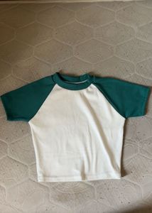 White & Green Raglan T-Shirt