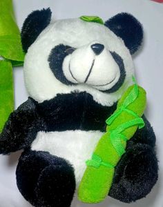 Cute Panda Plush Toy with Bamboo