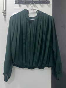 Elegant Pleated Long Sleeve Top