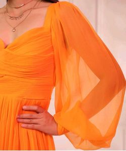 Elegant Orange Maxi Gown Self Designed