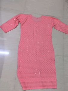 Elegant Pink Sequined Kurta