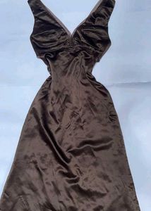 Elegant Satin V-Neck Midi Dress