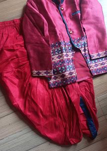 Boy's Red Ethnic Kurta Set