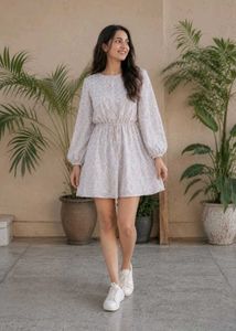 Sheer Floral V-Neck Mini Dress