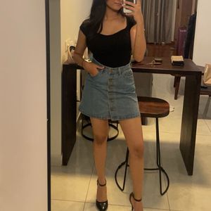Denim Button-Up Skirt