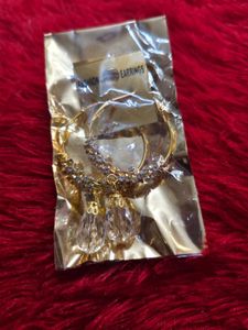 💖 Gold Crystal Drop Hoop - Designer Party Earring