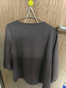 Gia Curves by Westside Dark Brown Crinkle V-Neck B