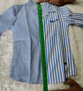 Boys Blue Striped Button-Up Shirt