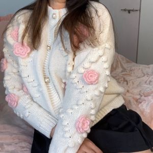 Floral Applique Knit Cardigan
