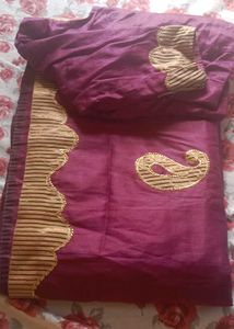 Elegant Purple Saree with Embroidery
