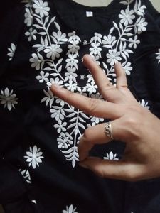 Black Chikankari Embroidered Short Kurti