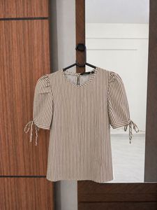 Striped Puff Sleeve Top