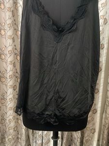 Black Lace Trim Camisole Slip