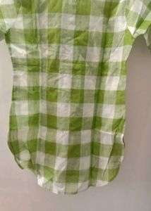 Green &amp; White Checkered Kurta