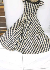 Elegant Checked Maxi Gown