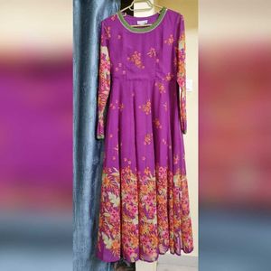 Purple Floral Anarkali Dress