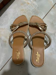 Sparkling Gold Flat Sandals