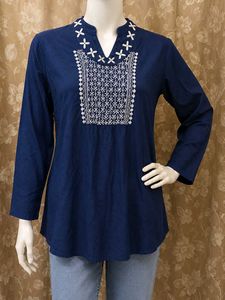 Navy Blue Embroidered Kurta