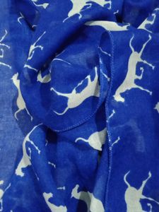 Blue Printed Dupatta with White Motifs