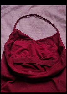 Maroon Halter Neck Tank Top