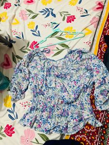 Floral Print Peplum Top