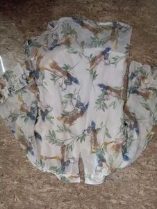 Sheer Floral Bird Print Top