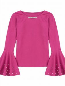 Pink Long Sleeve Top with Rhinestone Detail