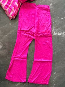 Pink Leheriya/Bandhej Kurta Set W/ Dup