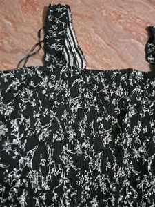 Black Floral Print Summer Dress