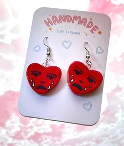 Handmade Crying Heart Earrings
