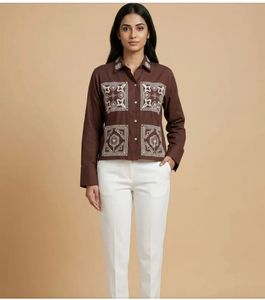 Designer Boho Print Button-Up Shirt new