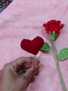 Handmade Crochet Rose and Heart