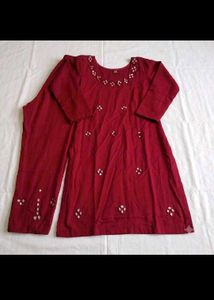 Maroon Kurta  set with Embellishments