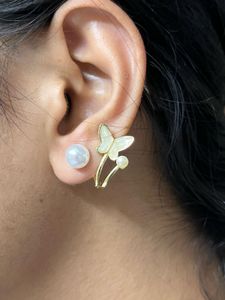 Elegant Pearl &amp; Butterfly Earrings