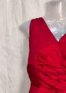 Elegant Red V-Neck Fit &amp; Flare Dress