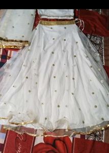 Elegant White Sequined Lehenga Choli