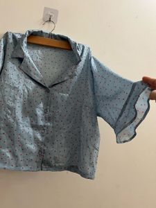 Only Light Blue Heart Print Top