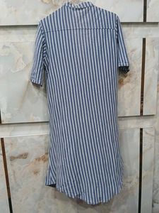 Striped Button-Down Tunic Top