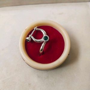 925 sterling silver Garnet Moissanite Hoop Earring