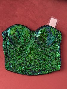 Sparkling Green Sequin Corset Top