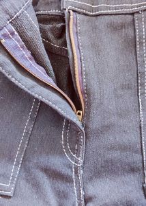Dark Wash Denim Pants with White Stitching