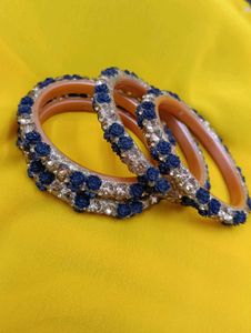 Blue Floral Beaded Bangles