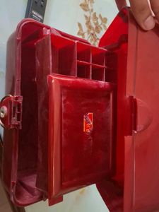 Vintage Red Makeup Organizer Box