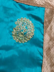 Saree Sea Blue Colour Without Blouse 2 Time Used Only