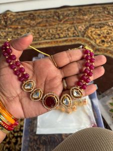 Elegant Beaded Necklace with Stone