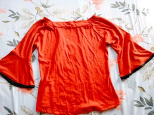 Orange Bell Sleeve Top