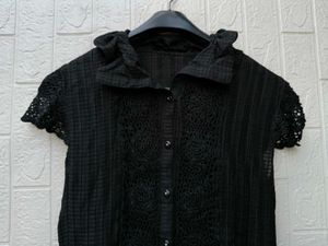 New with tag Korean Chic Black Lace Detail Top