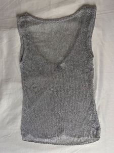 H&M Sparkly Silver Knit Top 🩶